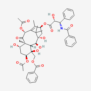 molecular formula C47H53NO15 B3030617 Benzenepropanoic acid, beta-(benzoylamino)-alpha-hydroxy-, (1S,3S,4S,4aR,5S,6S,8S,11R,12aS)-3,11-bis(acetyloxy)-4-[(benzoyloxy)methyl]-1,2,3,4,4a,5,6,7,8,11,12,12a-dodecahydro-1,4,5,6-tetrahydroxy-9,12a,13,13-tetramethyl-12-oxo-6,10-methanobenzocyclodecen-8-yl ester, (alphaR,betaS)- CAS No. 932042-85-8