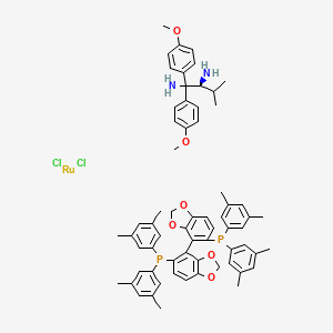 [4-[5-Bis(3,5-dimethylphenyl)phosphanyl-1,3-benzodioxol-4-yl]-1,3-benzodioxol-5-yl]-bis(3,5-dimethylphenyl)phosphane;1,1-bis(4-methoxyphenyl)-3-methyl-butane-1,2-diamine;dichlororuthenium