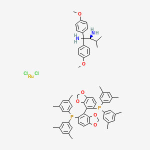[4-[5-Bis(3,5-dimethylphenyl)phosphanyl-1,3-benzodioxol-4-yl]-1,3-benzodioxol-5-yl]-bis(3,5-dimethylphenyl)phosphane;(2S)-1,1-bis(4-methoxyphenyl)-3-methylbutane-1,2-diamine;dichlororuthenium