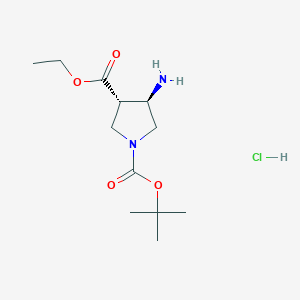 molecular formula C12H23ClN2O4 B3030771 (3S,4R)-1-tert-Butyl 3-ethyl 4-aminopyrrolidine-1,3-dicarboxylate hydrochloride CAS No. 955138-54-2