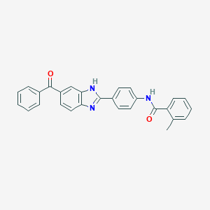 molecular formula C28H21N3O2 B303084 N-[4-(5-benzoyl-1H-benzimidazol-2-yl)phenyl]-2-methylbenzamide 