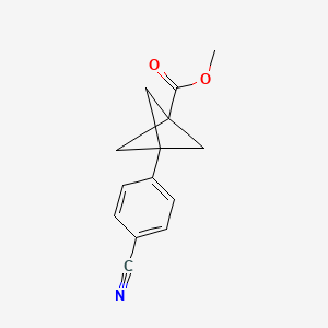 molecular formula C14H13NO2 B3031044 Methyl 3-(4-cyanophenyl)bicyclo[1.1.1]pentane-1-carboxylate CAS No. 131515-53-2
