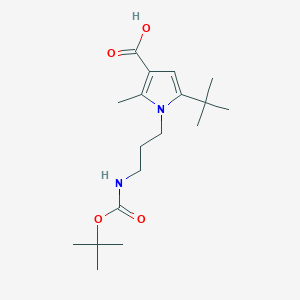 molecular formula C18H30N2O4 B3031396 1-{3-[(Tert-butoxycarbonyl)amino]propyl}-5-tert-butyl-2-methyl-1H-pyrrole-3-carboxylic acid CAS No. 306936-18-5