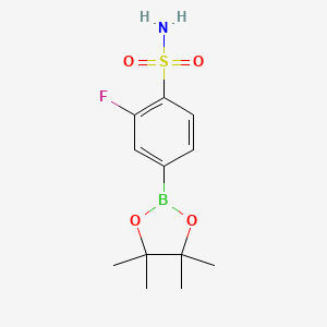 molecular formula C12H17BFNO4S B3032242 Benzenesulfonamide, 2-fluoro-4-(4,4,5,5-tetramethyl-1,3,2-dioxaborolan-2-yl)- CAS No. 1310956-30-9