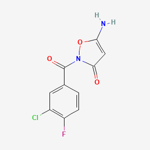molecular formula C10H6ClFN2O3 B3032405 5-amino-2-(3-chloro-4-fluorobenzoyl)isoxazol-3(2H)-one CAS No. 1630763-98-2