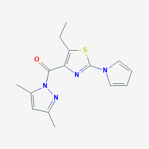 molecular formula C15H16N4OS B3032422 4-[(3,5-dimethyl-1H-pyrazol-1-yl)carbonyl]-5-ethyl-2-(1H-pyrrol-1-yl)-1,3-thiazole CAS No. 1707562-55-7