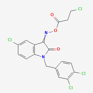[[5-Chloro-1-[(3,4-dichlorophenyl)methyl]-2-oxoindol-3-ylidene]amino] 3-chloropropanoate