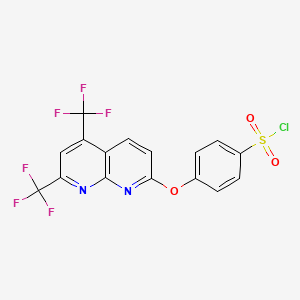 molecular formula C16H7ClF6N2O3S B3032660 4-{[5,7-Bis(trifluoromethyl)[1,8]naphthyridin-2-yl]oxy}benzenesulfonoyl chloride CAS No. 338412-09-2