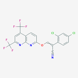3-[[5,7-Bis(trifluoromethyl)-1,8-naphthyridin-2-yl]oxy]-2-(2,4-dichlorophenyl)prop-2-enenitrile
