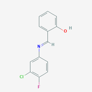 molecular formula C13H9ClFNO B3032764 2-{(E)-[(3-chloro-4-fluorophenyl)imino]methyl}phenol CAS No. 488124-39-6