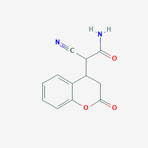 molecular formula C12H10N2O3 B3032918 2-Cyano-2-(2-oxo-3,4-dihydro-2h-chromen-4-yl)acetamide CAS No. 6272-35-1