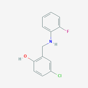 molecular formula C13H11ClFNO B3033411 4-Chloro-2-{[(2-fluorophenyl)amino]methyl}phenol CAS No. 1019581-67-9