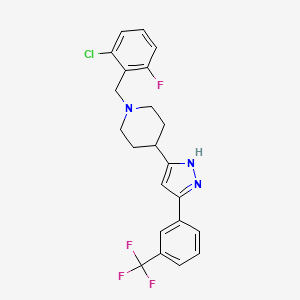 molecular formula C22H20ClF4N3 B3033482 1-[(2-chloro-6-fluorophenyl)methyl]-4-{5-[3-(trifluoromethyl)phenyl]-1H-pyrazol-3-yl}piperidine CAS No. 1030385-99-9