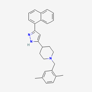 B3033491 1-[(2,5-dimethylphenyl)methyl]-4-(3-naphthalen-1-yl-1H-pyrazol-5-yl)piperidine CAS No. 1030939-19-5