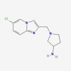 molecular formula C12H15ClN4 B3033941 1-((6-Chloroimidazo[1,2-a]pyridin-2-yl)methyl)pyrrolidin-3-amine CAS No. 1272854-37-1