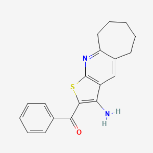 molecular formula C19H18N2OS B3033986 5-Benzoyl-4-thia-2-azatricyclo[7.5.0.0^{3,7}]tetradeca-1,3(7),5,8-tetraen-6-amine CAS No. 130506-75-1