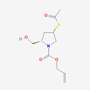 molecular formula C11H17NO4S B3034082 1-Pyrrolidinecarboxylic acid, 4-(acetylthio)-2-(hydroxymethyl)-, 2-propen-1-yl ester, (2S,4S)- CAS No. 136140-32-4