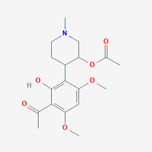 molecular formula C18H25NO6 B3034163 4-(3-Acetyl-2-hydroxy-4,6-dimethoxyphenyl)-1-methylpiperidin-3-yl acetate CAS No. 1415564-91-8