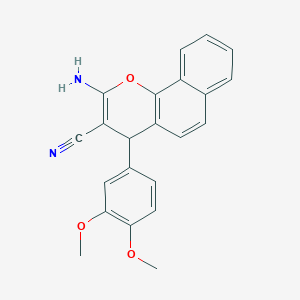 molecular formula C22H18N2O3 B3034247 2-amino-4-(3,4-dimethoxyphenyl)-4H-benzo[h]chromene-3-carbonitrile CAS No. 149550-68-5