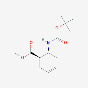 molecular formula C13H21NO4 B3034726 3-Cyclohexene-1-carboxylic acid, 6-[[(1,1-dimethylethoxy)carbonyl]amino]-, methyl ester, (1R,6R)-rel- CAS No. 2125500-35-6