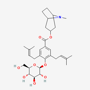 (8-Methyl-8-azabicyclo[3.2.1]octan-3-yl) 3,5-bis(3-methylbut-2-enyl)-4-[(2S,3R,4S,5S,6R)-3,4,5-trihydroxy-6-(hydroxymethyl)oxan-2-yl]oxybenzoate