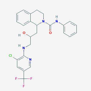 molecular formula C25H24ClF3N4O2 B3034924 1-[3-[[3-chloro-5-(trifluoromethyl)pyridin-2-yl]amino]-2-hydroxypropyl]-N-phenyl-3,4-dihydro-1H-isoquinoline-2-carboxamide CAS No. 251310-55-1