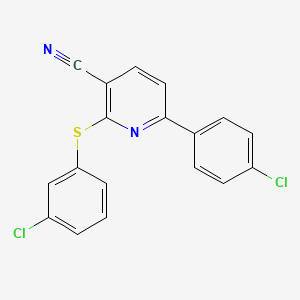 6-(4-Chlorophenyl)-2-[(3-chlorophenyl)sulfanyl]nicotinonitrile
