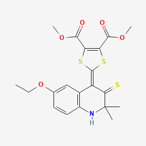 molecular formula C20H21NO5S3 B3035063 dimethyl 2-(6-ethoxy-2,2-dimethyl-3-thioxo-2,3-dihydroquinolin-4(1H)-ylidene)-1,3-dithiole-4,5-dicarboxylate CAS No. 296272-53-2