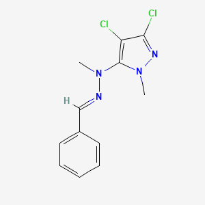 molecular formula C12H12Cl2N4 B3035347 N-[(E)-Benzylideneamino]-4,5-dichloro-N,2-dimethylpyrazol-3-amine CAS No. 318284-23-0