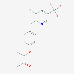 molecular formula C17H15ClF3NO2 B3035673 3-(4-{[3-Chloro-5-(trifluoromethyl)-2-pyridinyl]methyl}phenoxy)-2-butanone CAS No. 338402-03-2