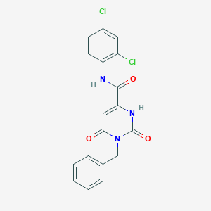molecular formula C18H13Cl2N3O3 B3035744 1-benzyl-N-(2,4-dichlorophenyl)-6-hydroxy-2-oxo-1,2-dihydro-4-pyrimidinecarboxamide CAS No. 338412-48-9