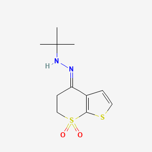 molecular formula C11H16N2O2S2 B3035839 N-[(E)-(7,7-dioxo-5,6-dihydrothieno[2,3-b]thiopyran-4-ylidene)amino]-2-methylpropan-2-amine CAS No. 338749-62-5