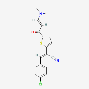 molecular formula C18H15ClN2OS B3036006 (E)-3-(4-chlorophenyl)-2-[5-[(E)-3-(dimethylamino)prop-2-enoyl]thiophen-2-yl]prop-2-enenitrile CAS No. 338795-15-6