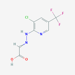 molecular formula C8H5ClF3N3O2 B3036007 2-{2-[3-Chloro-5-(trifluoromethyl)-2-pyridinyl]hydrazono}acetic acid CAS No. 338795-25-8
