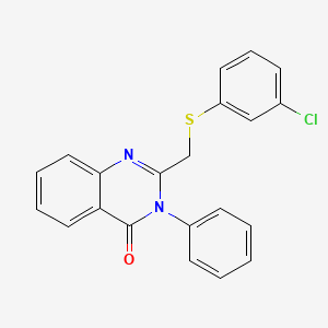 molecular formula C21H15ClN2OS B3036037 2-{[(3-Chlorophenyl)sulfanyl]methyl}-3-phenyl-3,4-dihydroquinazolin-4-one CAS No. 338957-75-8