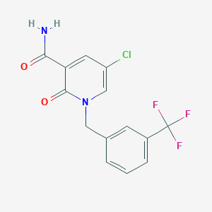 molecular formula C14H10ClF3N2O2 B3036121 5-Chloro-2-oxo-1-[[3-(trifluoromethyl)phenyl]methyl]pyridine-3-carboxamide CAS No. 338977-55-2