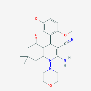 molecular formula C24H30N4O4 B303620 2-AMINO-4-(2,5-DIMETHOXYPHENYL)-7,7-DIMETHYL-1-(MORPHOLIN-4-YL)-5-OXO-1,4,5,6,7,8-HEXAHYDROQUINOLINE-3-CARBONITRILE 