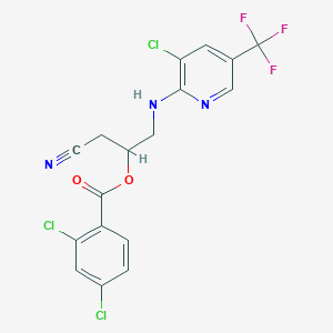 molecular formula C17H11Cl3F3N3O2 B3036201 1-{[3-chloro-5-(trifluoromethyl)pyridin-2-yl]amino}-3-cyanopropan-2-yl 2,4-dichlorobenzoate CAS No. 339016-48-7