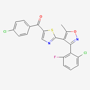 molecular formula C20H11Cl2FN2O2S B3036372 {2-[3-(2-Chloro-6-fluorophenyl)-5-methyl-4-isoxazolyl]-1,3-thiazol-5-yl}(4-chlorophenyl)methanone CAS No. 339276-60-7