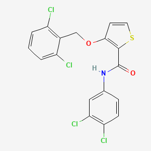 molecular formula C18H11Cl4NO2S B3036474 N-(3,4-dichlorophenyl)-3-[(2,6-dichlorophenyl)methoxy]thiophene-2-carboxamide CAS No. 344269-85-8