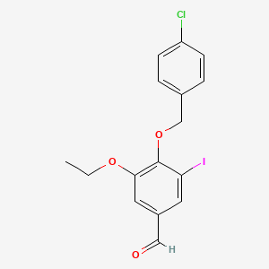 molecular formula C16H14ClIO3 B3036501 4-[(4-Chlorobenzyl)oxy]-3-ethoxy-5-iodobenzaldehyde CAS No. 345983-03-1