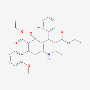 molecular formula C30H33NO6 B303669 3,6-DIETHYL 7-(2-METHOXYPHENYL)-2-METHYL-4-(2-METHYLPHENYL)-5-OXO-1,4,5,6,7,8-HEXAHYDROQUINOLINE-3,6-DICARBOXYLATE 