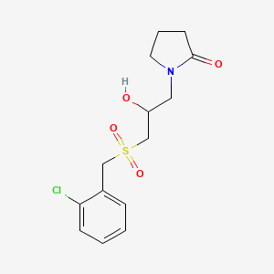 molecular formula C14H18ClNO4S B3036860 1-{3-[(2-Chlorobenzyl)sulfonyl]-2-hydroxypropyl}-2-pyrrolidinone CAS No. 400083-33-2