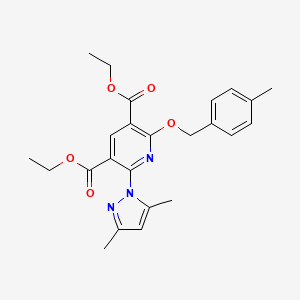 molecular formula C24H27N3O5 B3036898 3,5-diethyl 2-(3,5-dimethyl-1H-pyrazol-1-yl)-6-[(4-methylphenyl)methoxy]pyridine-3,5-dicarboxylate CAS No. 400085-38-3