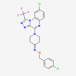 molecular formula C22H17Cl2F3N6O B3036996 N-[(4-chlorophenyl)methoxy]-1-[8-chloro-1-(trifluoromethyl)-[1,2,4]triazolo[4,3-a]quinoxalin-4-yl]piperidin-4-imine CAS No. 400089-12-5