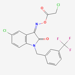 molecular formula C18H11Cl2F3N2O3 B3037335 [(Z)-[5-chloro-2-oxo-1-[[3-(trifluoromethyl)phenyl]methyl]indol-3-ylidene]amino] 2-chloroacetate CAS No. 477864-52-1