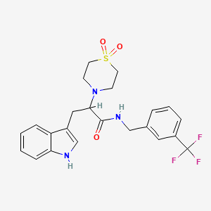 2-(1,1-dioxo-1lambda~6~,4-thiazinan-4-yl)-3-(1H-indol-3-yl)-N-[3-(trifluoromethyl)benzyl]propanamide