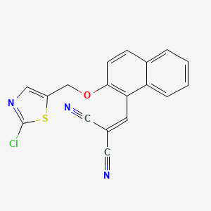 molecular formula C18H10ClN3OS B3037478 2-({2-[(2-Chloro-1,3-thiazol-5-yl)methoxy]-1-naphthyl}methylene)malononitrile CAS No. 478064-73-2