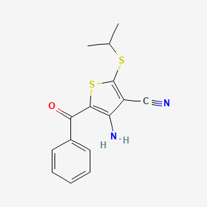 molecular formula C15H14N2OS2 B3037519 4-Amino-5-benzoyl-2-(isopropylsulfanyl)-3-thiophenecarbonitrile CAS No. 478081-64-0