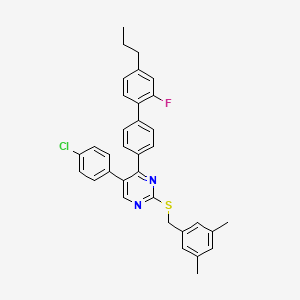 5-(4-Chlorophenyl)-2-[(3,5-dimethylphenyl)methylsulfanyl]-4-[4-(2-fluoro-4-propylphenyl)phenyl]pyrimidine